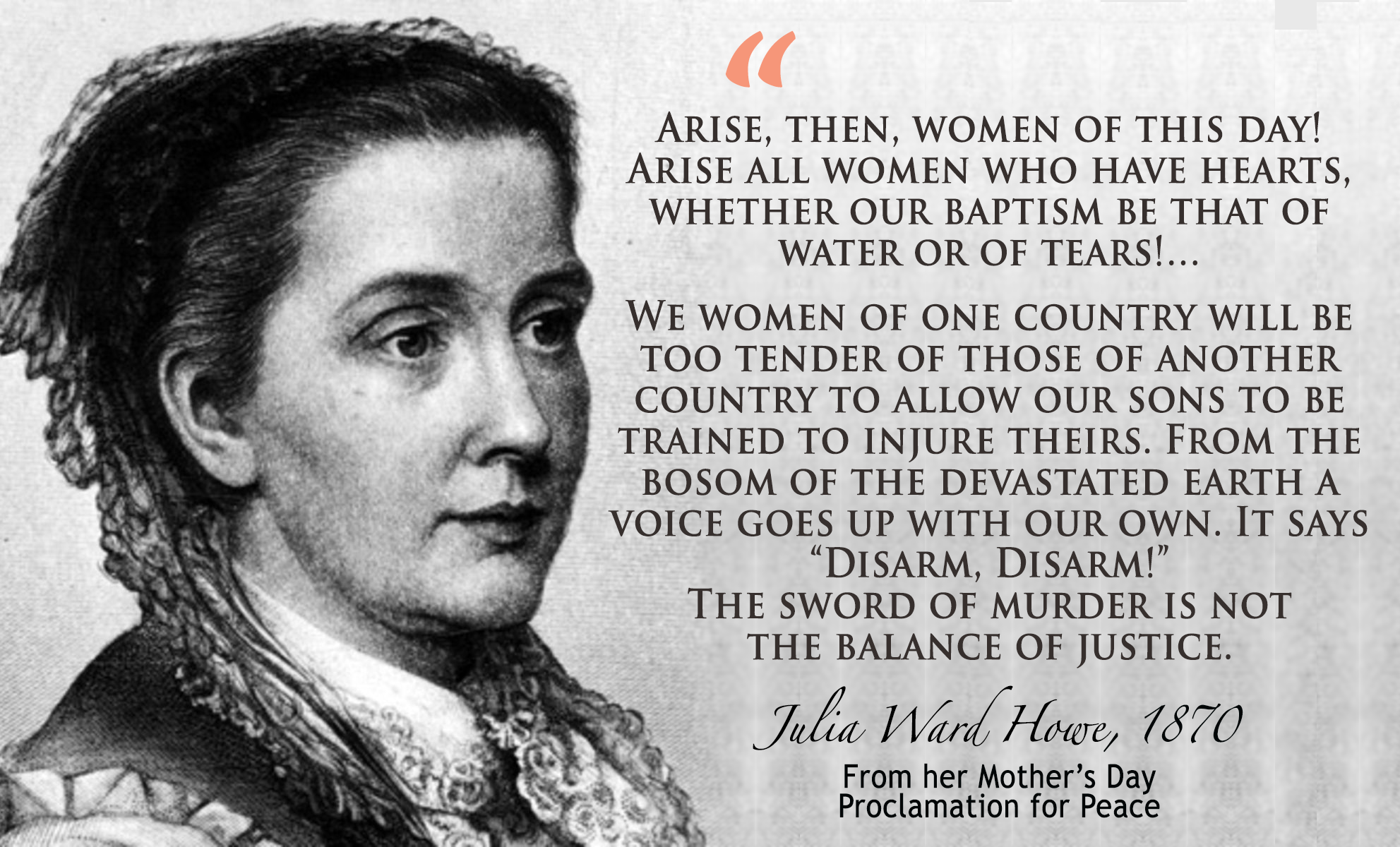 History of Mother's Day as a Day of Peace: Julia Ward Howe - The Peace  Alliance